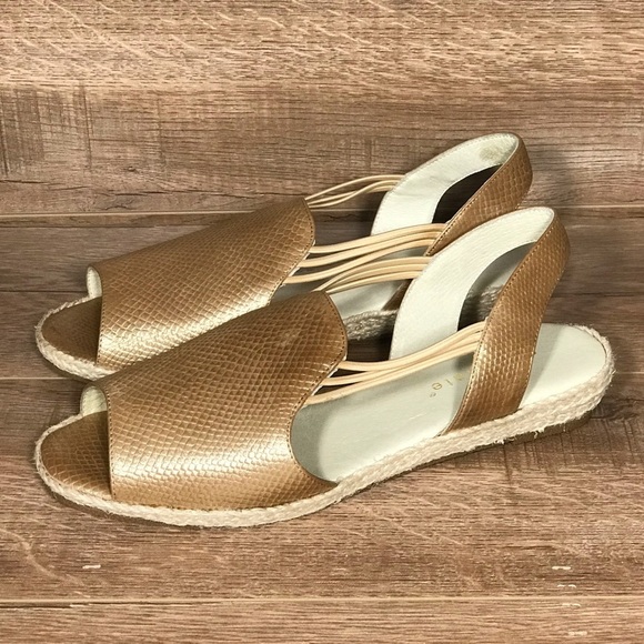 David Tate June Slingback Sandal Womens 9 WW Metallic Matte Gold Espadrille - Picture 4 of 15